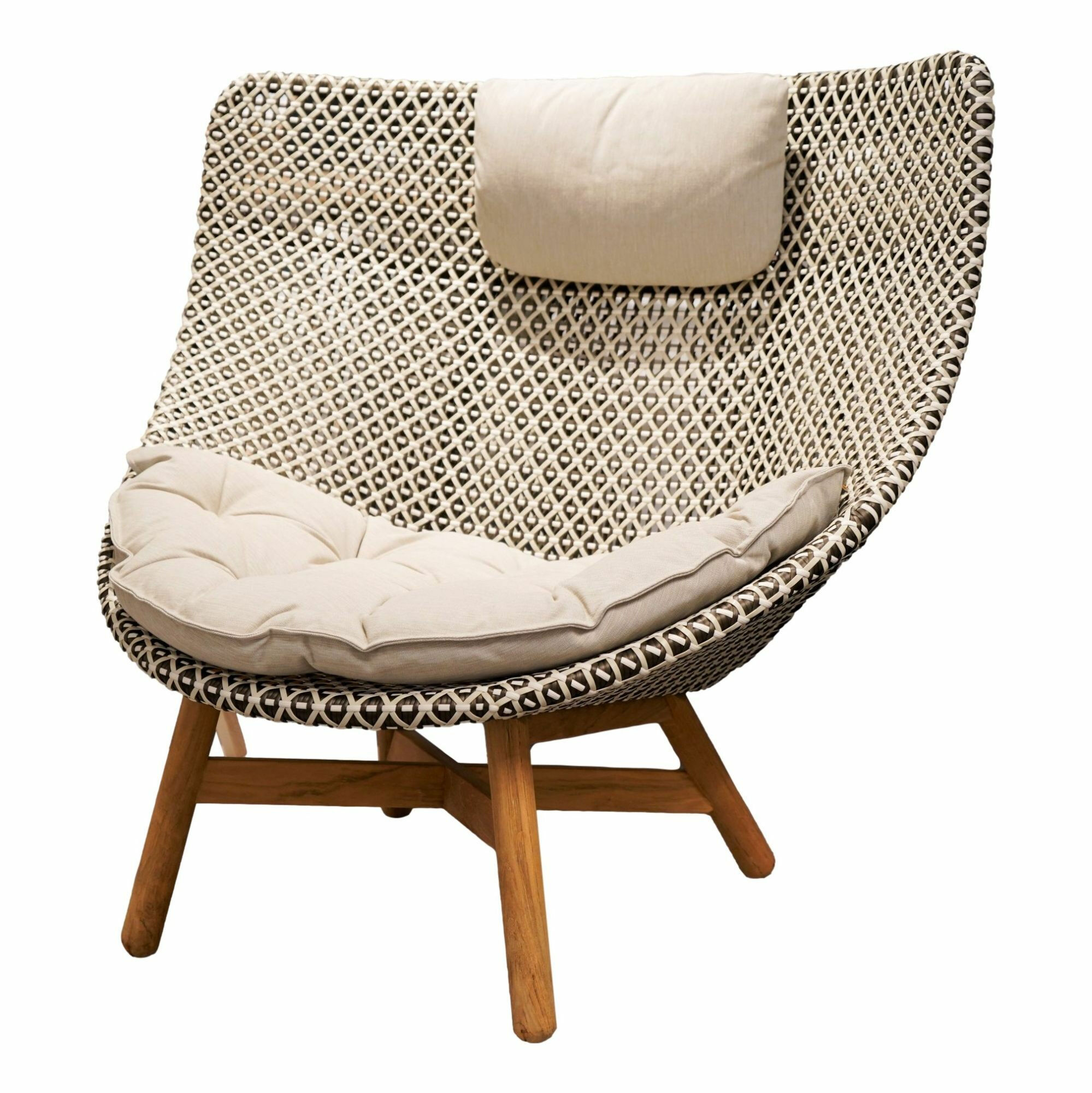 DEDON - Hochlehner Mbrace Sitz Geflecht Farbe Pepper 115 mit Sitzkissen Twist Sand 661 - 1