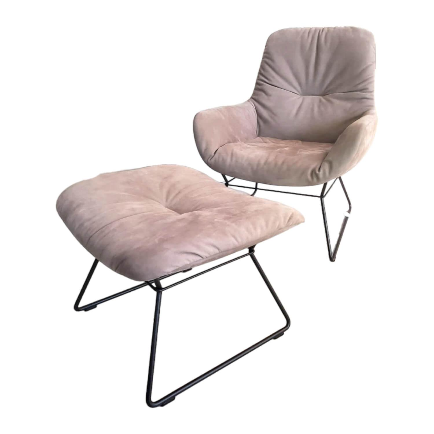Sessel Lounge Chair Leya Stoff Cayenne Walnut 90002 Mit Ottoman