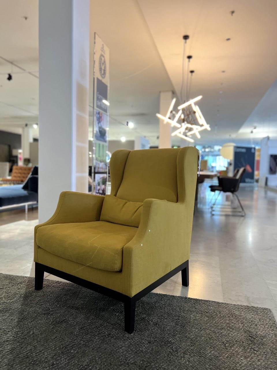 Living Divani - Sessel Chauffeuse Bergere Stoff Tosca Media 45 Verde Acido Gelb Füße Metall Carbonfarbig Lackiert - 2