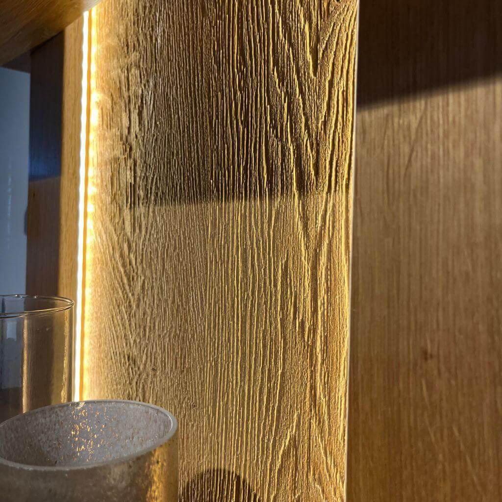 Natura - Wandregal Hillsboro Wildeiche Massiv Geölt Mit Beleuchtung - 3