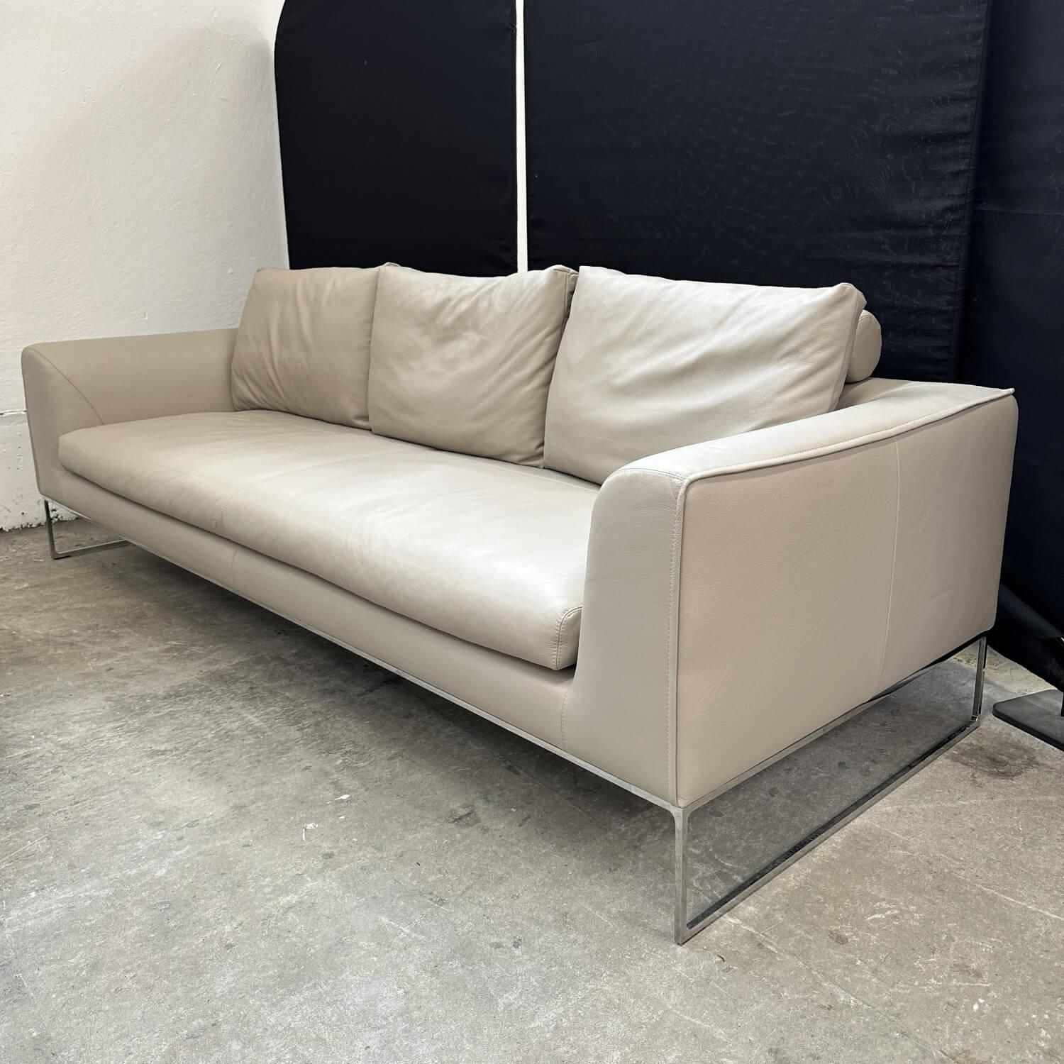 COR - Sofa Mell Lounge 48322 Leder 242 Taupe Fußrahmen Verchromt Mit Filzgleitern Inklusive 3 Rückenkissen Mit Rollen 28020 - 3