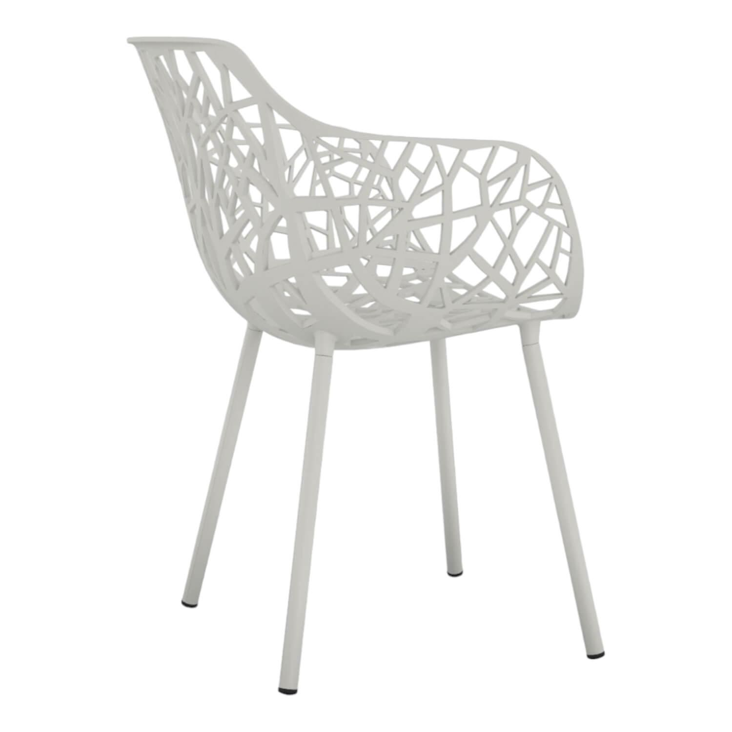 4er-Set Stuhl Forest Dining Armchair White Weiß Aluminium