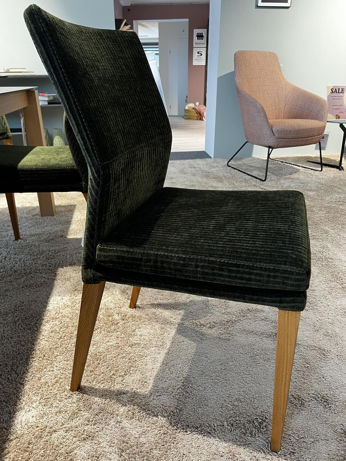 Natura - Set of 6 chairs Carry Fabric Chaves Forest Green Frame Oak 32 Oiled - 2
