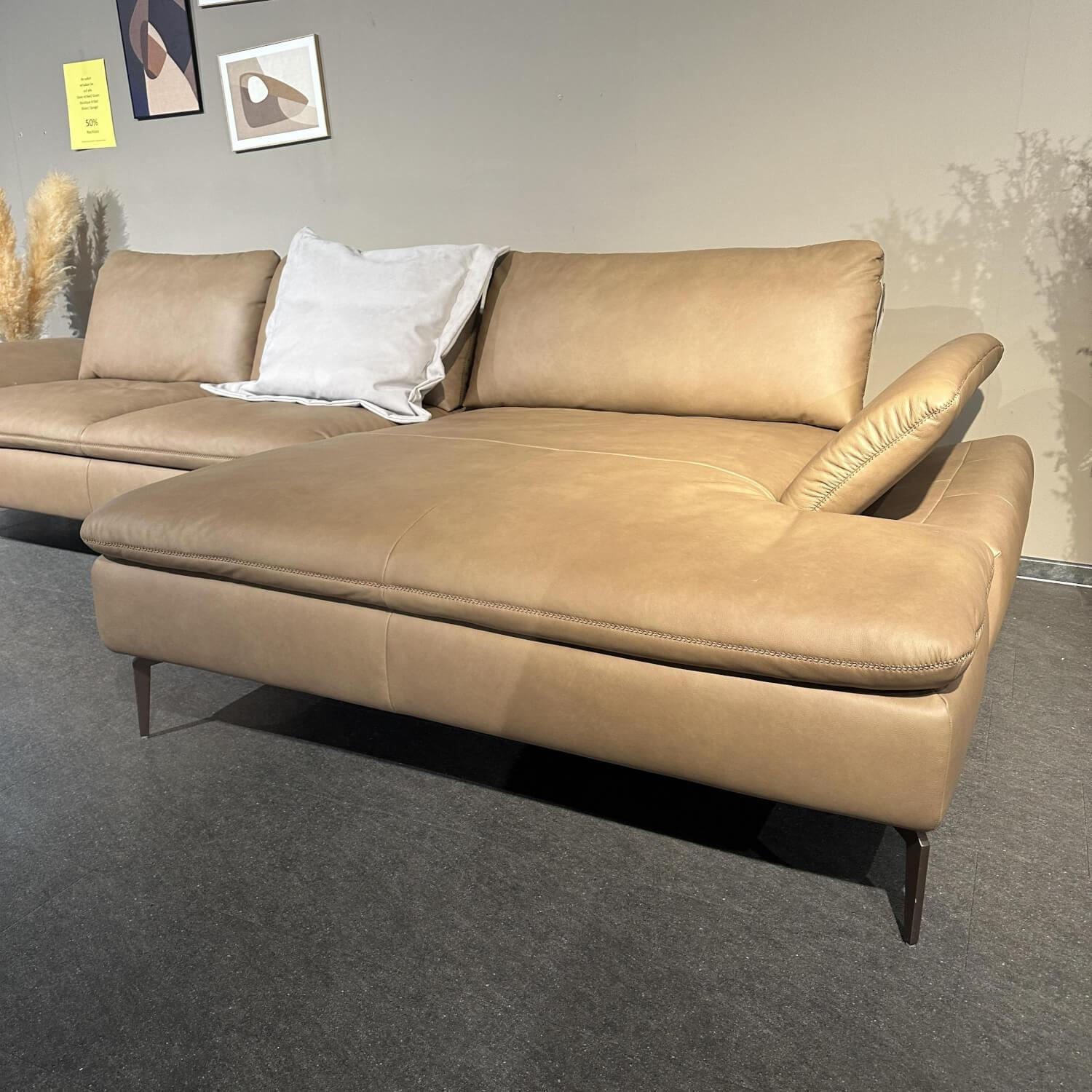 W. Schillig - Ecksofa Montefano Bezug Leder Z6921 Fango Beige Mit Sitztiefenverstellung - 9