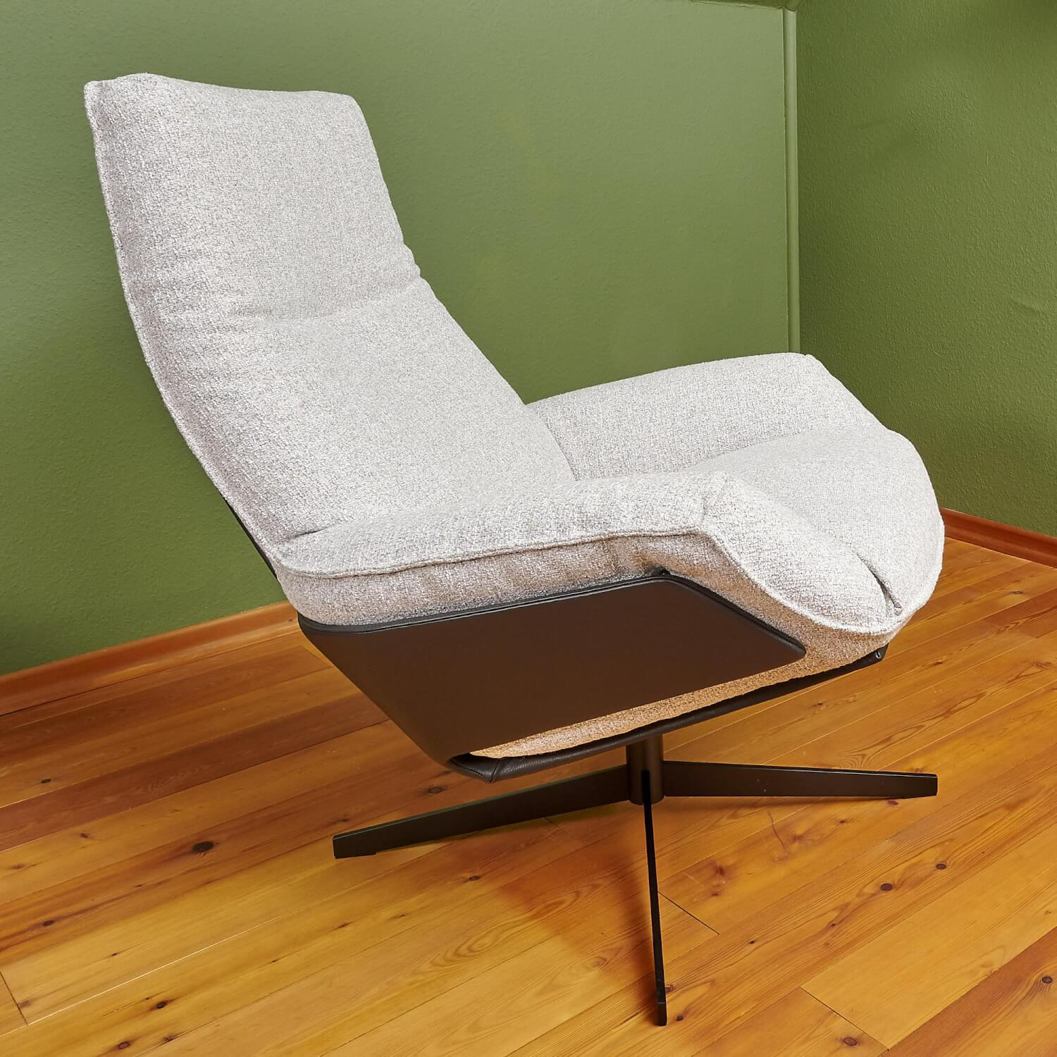 Bielefelder Werkstätten - Sessel Daron Hoch Stoff Alice IP 1750 171 Beige Grau Kreuzfuß Schwarz Matt - 8