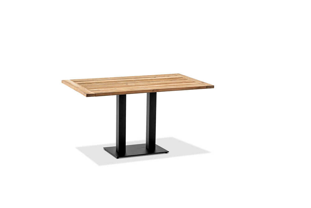 Tisch Bistro Gestell Stahl Verzinkt Anthrazit Tischplatte Teak Geölt