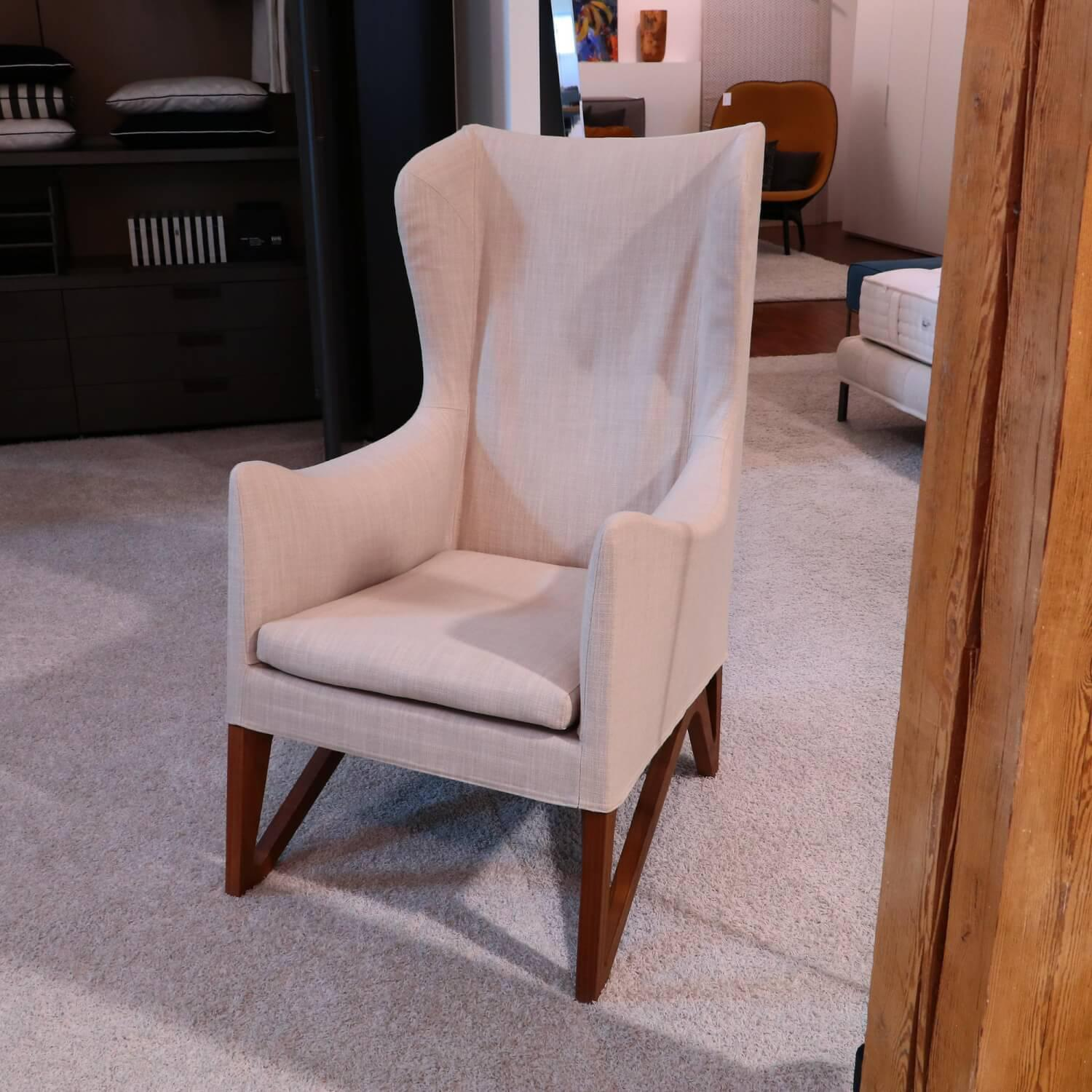 Giorgetti - Sessel Mobius High Bezug Stoff Beige Gestell Eiche Dunkel - 5