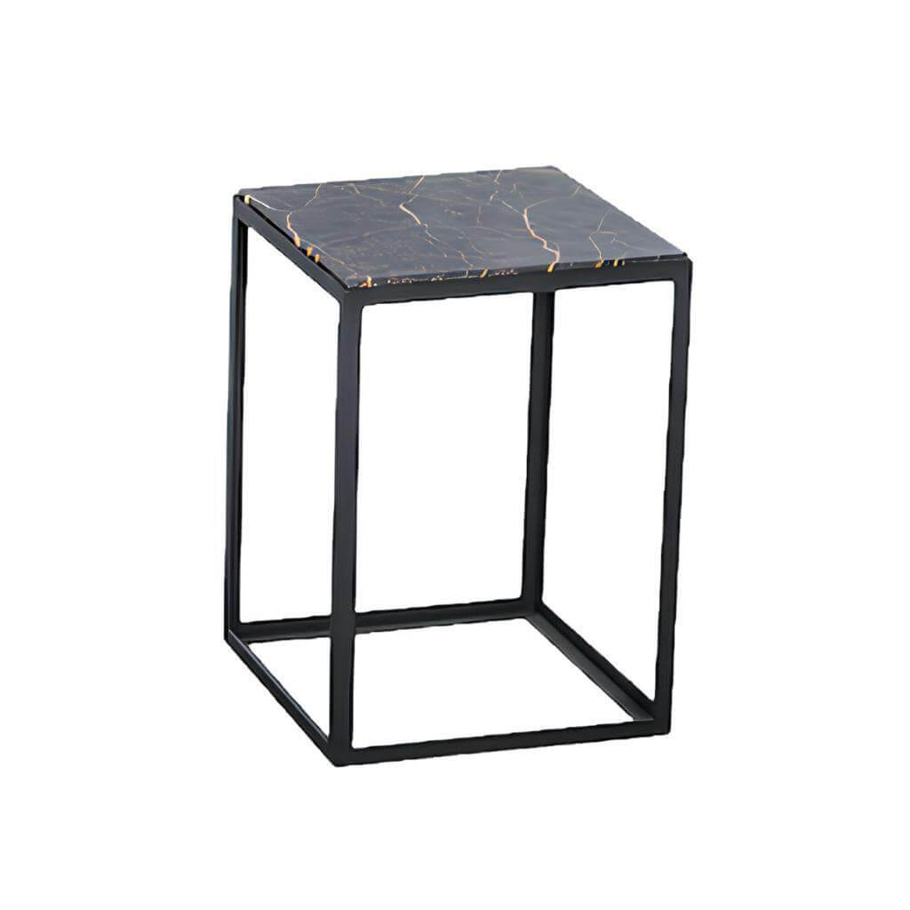 Janua - Beistelltisch SC54 mit Steinplatte in Silverware Gestell Metall Schwarz Pulverbeschichtet - 1