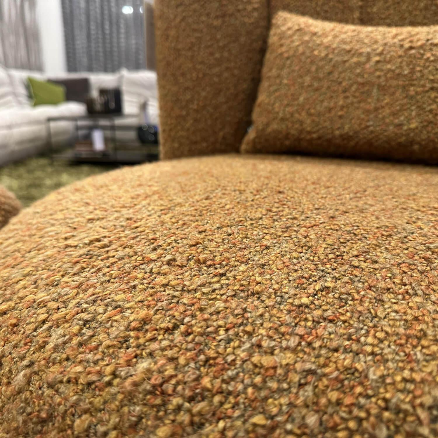 KFF - Sessel Gaia Divano Piccolo Stoff Jab Fluffy JA 2096 Braun Beige Drehgestell Metall Inklusive Hocker Und Kissen - 5