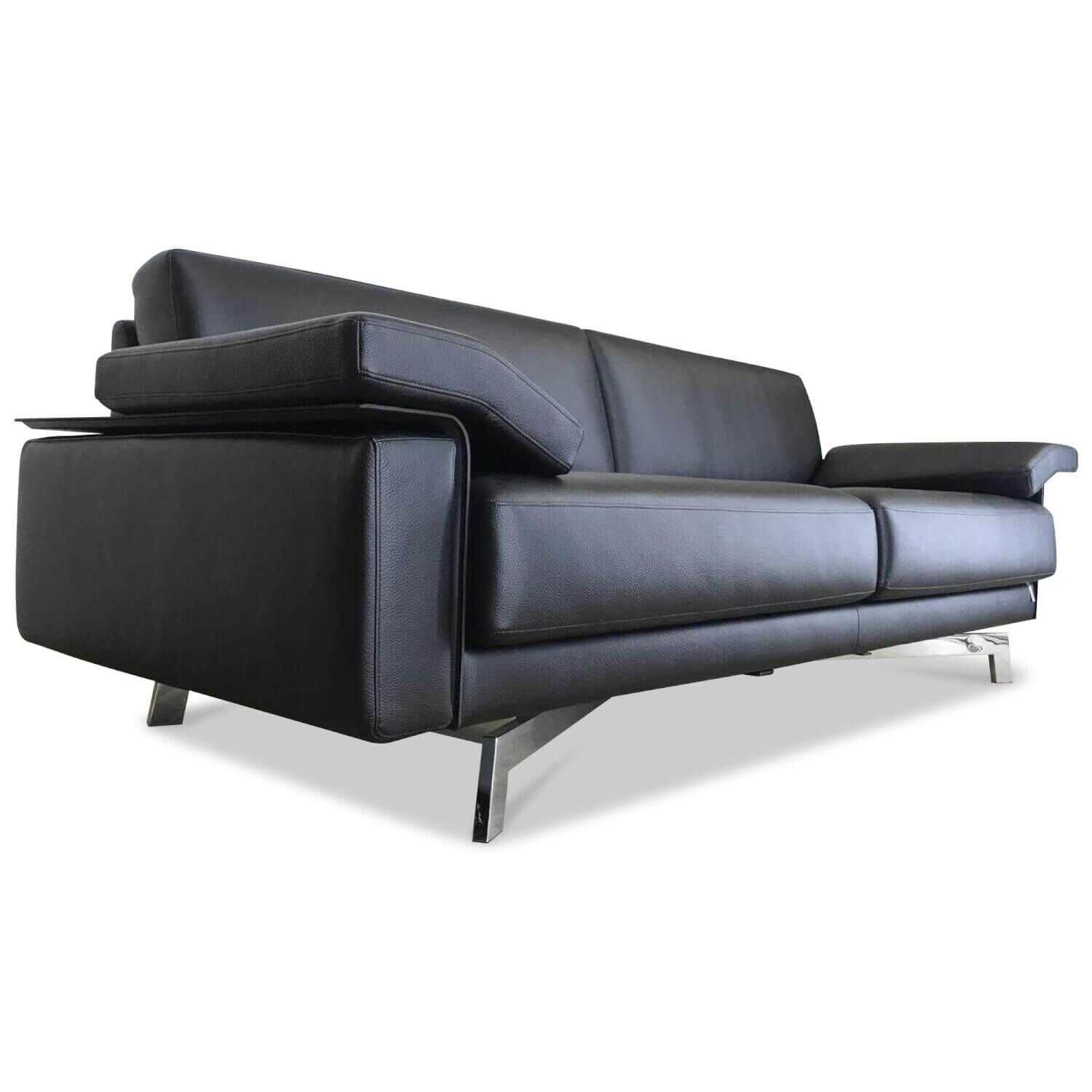 Sofa AV 550 Leder Schwarz mit Fußablage