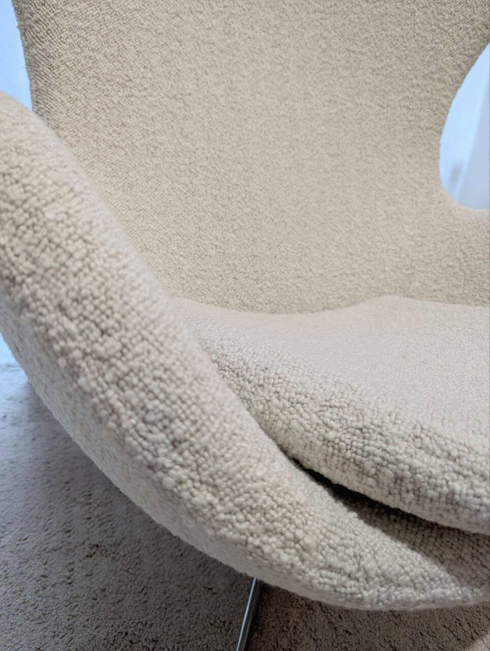 Fritz Hansen - Sessel Egg Chair Stoff Karakorum Ecumee 007 Weiß Kreuzfuß Aluminium - 5