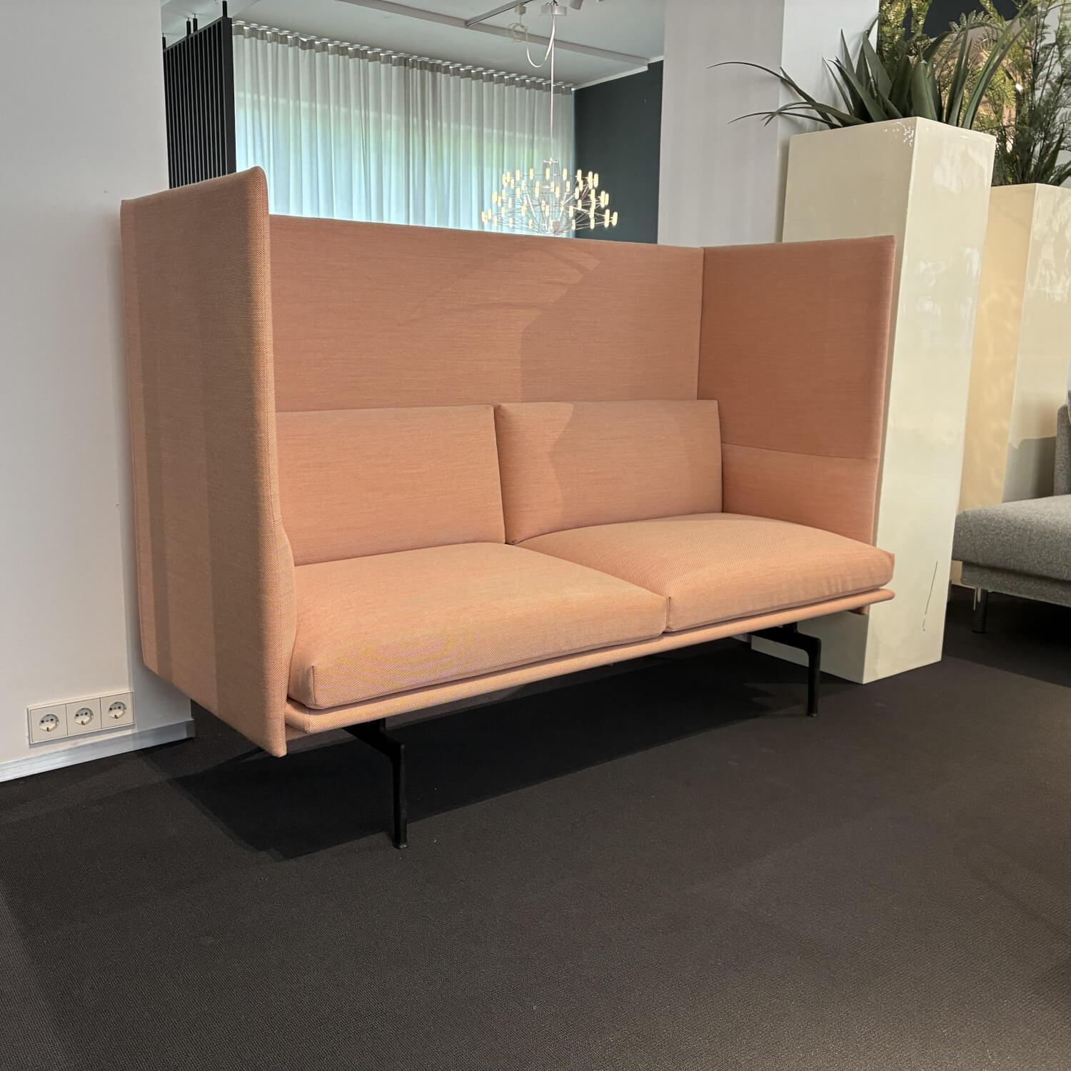Muuto - Sofa Outline Highback Stoff Kvadrat Steelcut Trio 515 Rosa Füße Metall Schwarz - 2