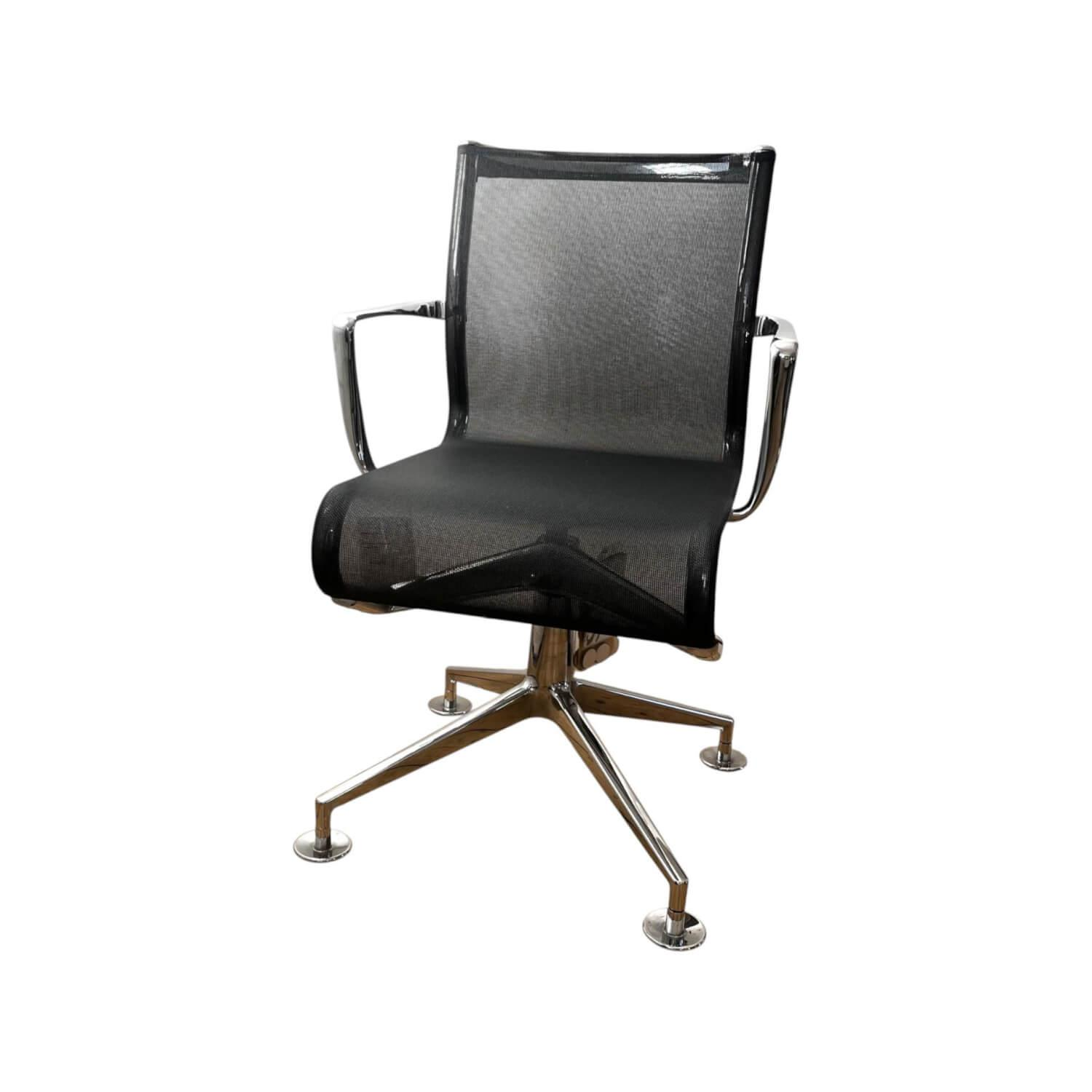 Alias - Konferenzstuhl Meetingframe Polyesternetzgewebe Schwarz Drehgestell Aluminium Verchromt - 1