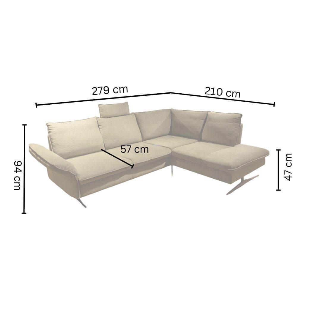 Carina - Ecksofa EM Marseille Stoff 3 Easy Care Olive Grün Metallkufe Chrom Glänzend Mit Motorischer Rückentiefenverstellung - 10