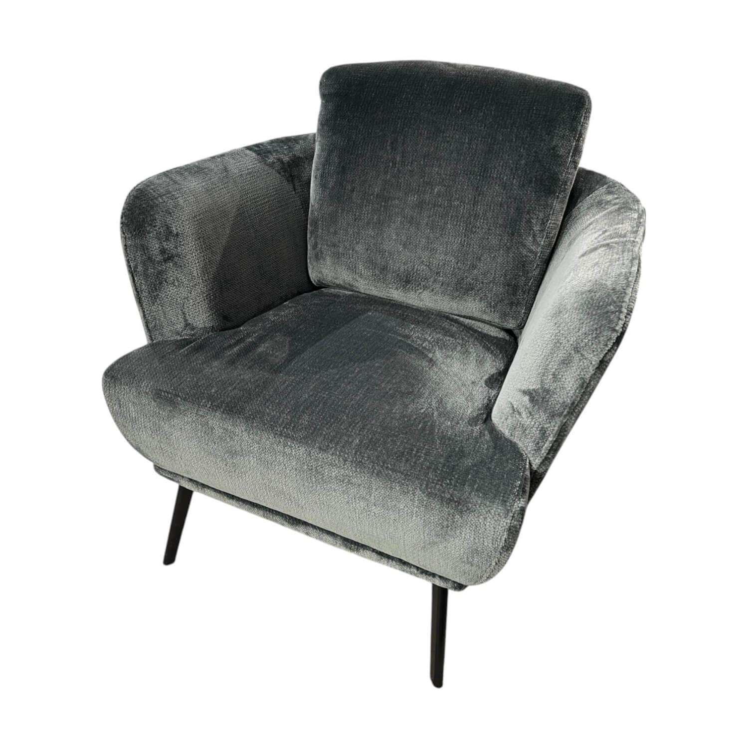 Christine Kröncke - Sessel Nona Stoff Cozy CK2773 Algue 032 Grau Metallfuß Schwarz Pulverbeschichtet - 1