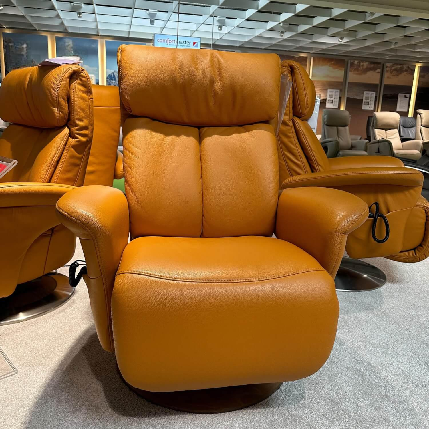 himolla - TV-Sessel Large 2-Motorig 7727 Leder 24 Longru Safran Braun Fuß Teller Buche Braun Mit Aufstehhilfe - 3