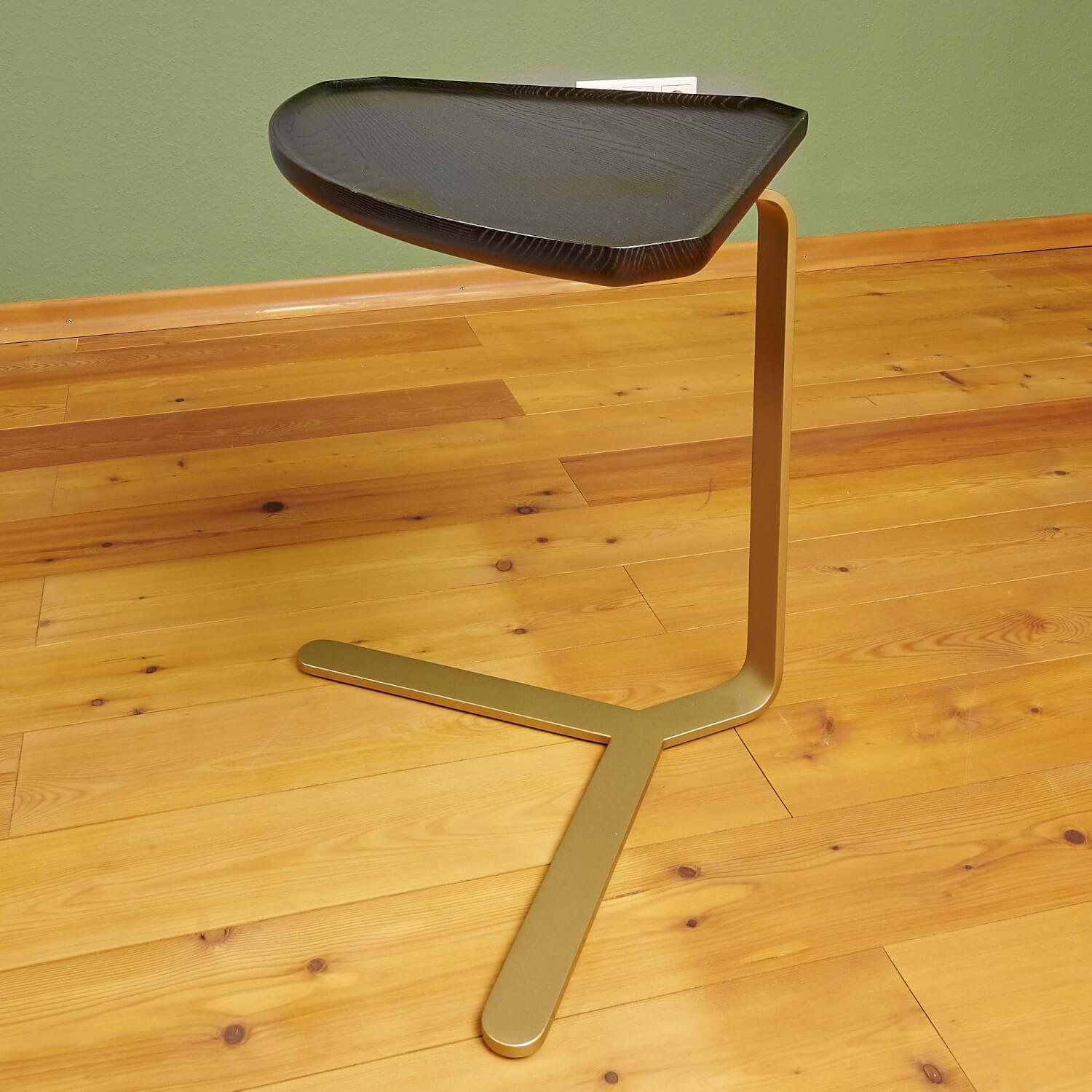 Bielefelder Werkstätten - Beistelltisch Joy Platte Wengefarbig Gebeizt Gestell Messingfarbig - 3