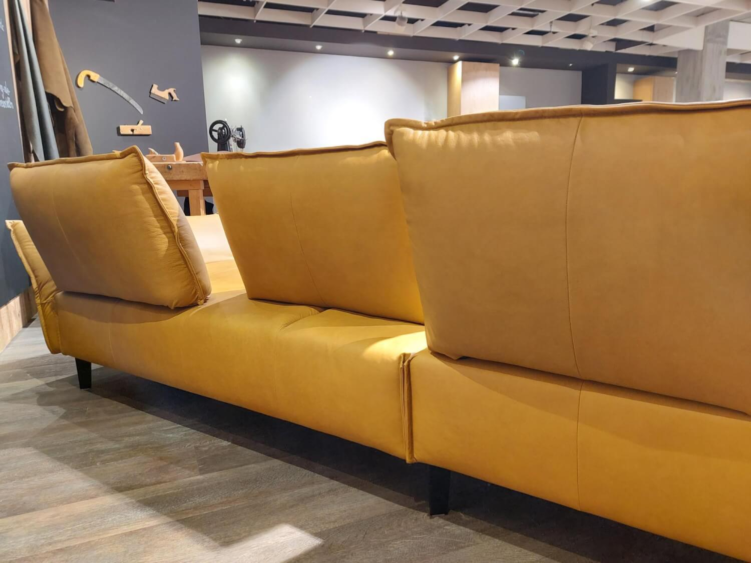 W. Schillig - Ecksofa 16660 Bonnie Leder Kurkuma Gelb Beige Braun Metallfuße Stahl Schwarz Pulverbeschichtet - 6