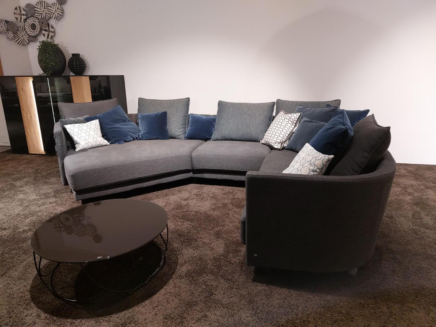 Rolf Benz - Ecksofa Onda Stoff 17.300 Dunkel Schwarz Grau Fuß Massivholz Eiche Schwarz Lackiert Inklusive 9 Bliesen Kissen Und 4 Polsterkissen Ohne Couchtisch - 6