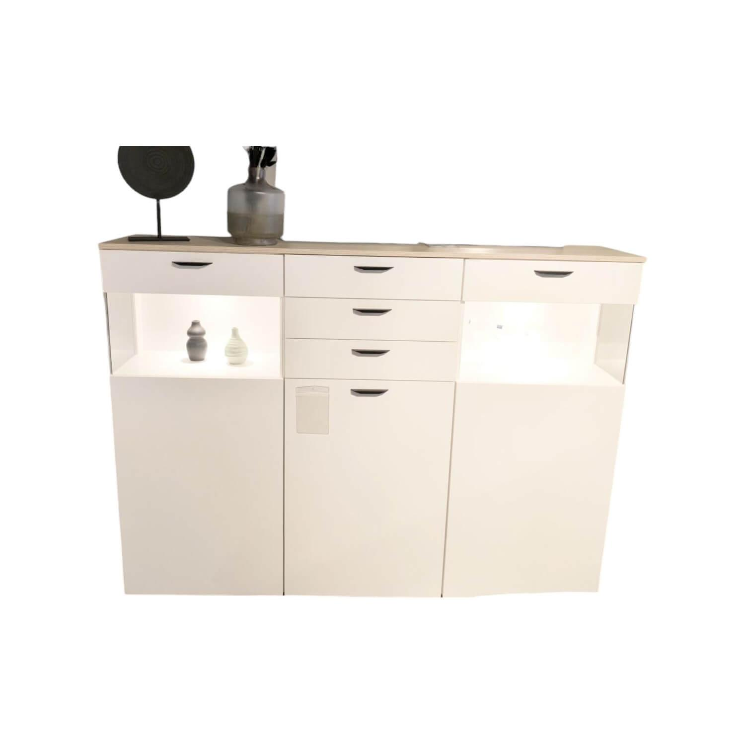 Nobilia - Highboard Nizza Eiche Montreal Nachbildung 126 Weiß Inklusive LED Beleuchtung - 1