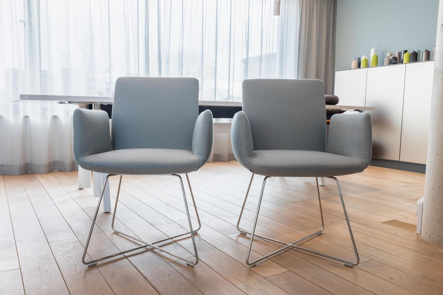 COR - Set of 2 chairs Jalis fabric Lake10079 gray chrome-plated frame - 5