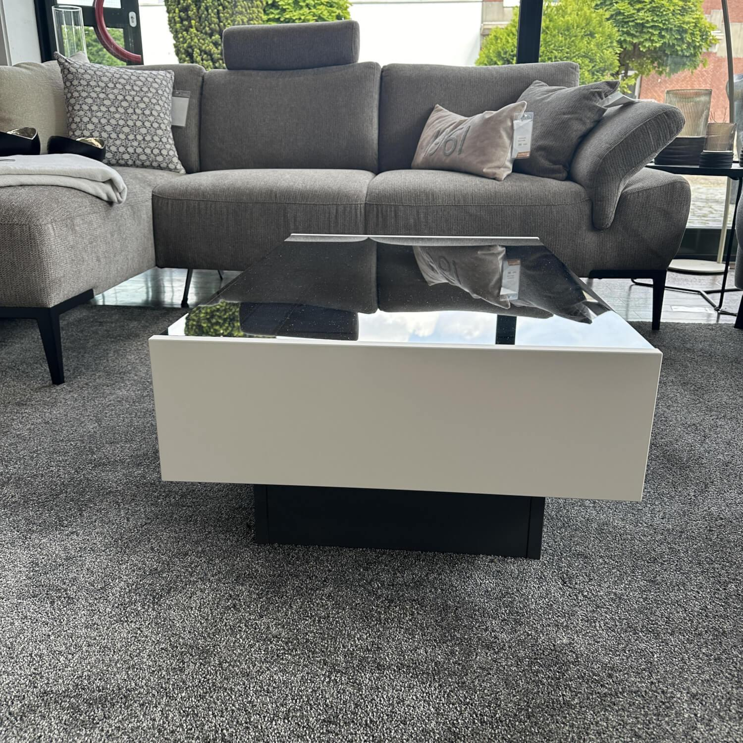 Loddenkemper - Couchtisch Minos Parsolplatte Kristallgrau Auszüge Links Und Rechts Weiß - 6