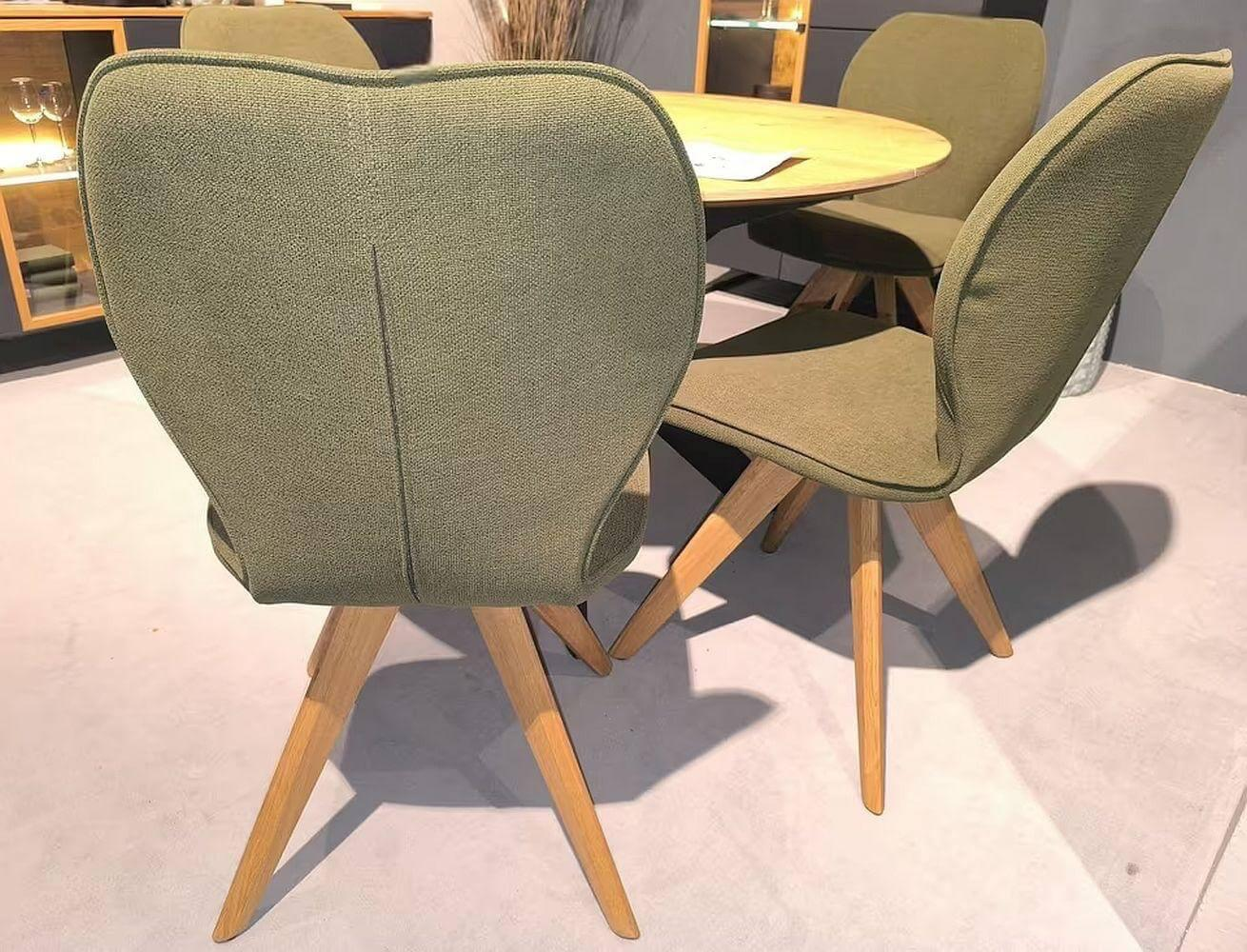 Niehoff - 4er-Set Stuhl Linea Dining Trend Time Stoff Malera L Olive Grün Gestell Wildeiche Geölt Fest - 5