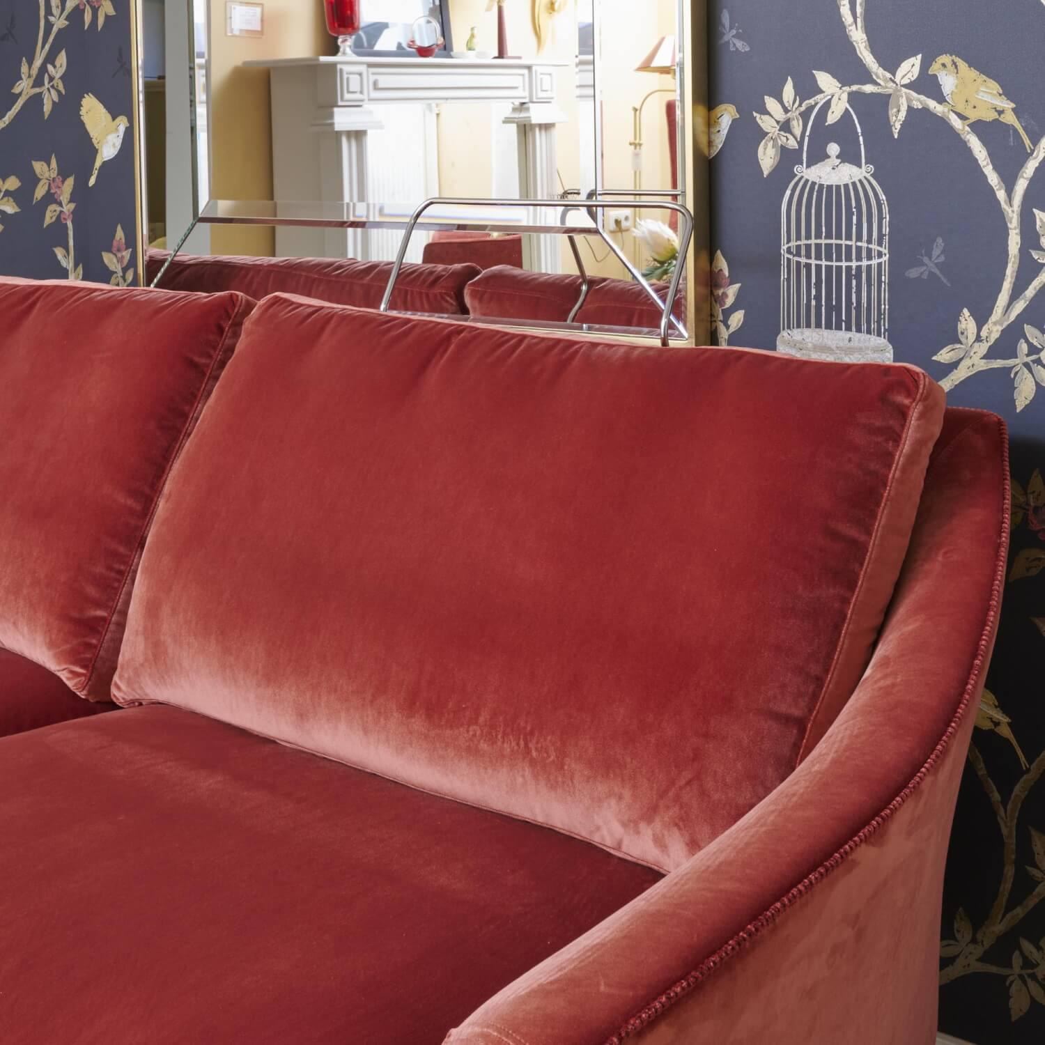 Bielefelder Werkstätten - Sofa Saloni 135 3001 Stoff City Velvet CA 7832 063 Mit Keder Füßen Schwarz Inklusive Kopfstütze Und Kissen - 6