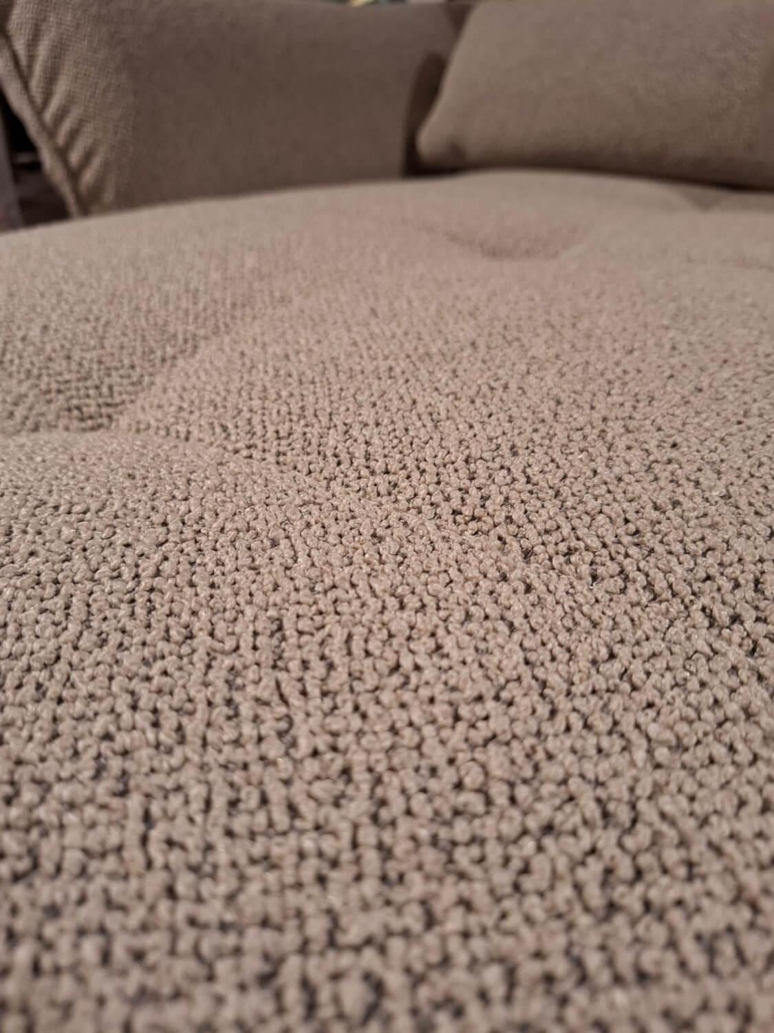 Steinpol - Ecksofa Murcia Stoff Space Natur Metallfuß Schwarz mit motorischer Fußauflage - 5