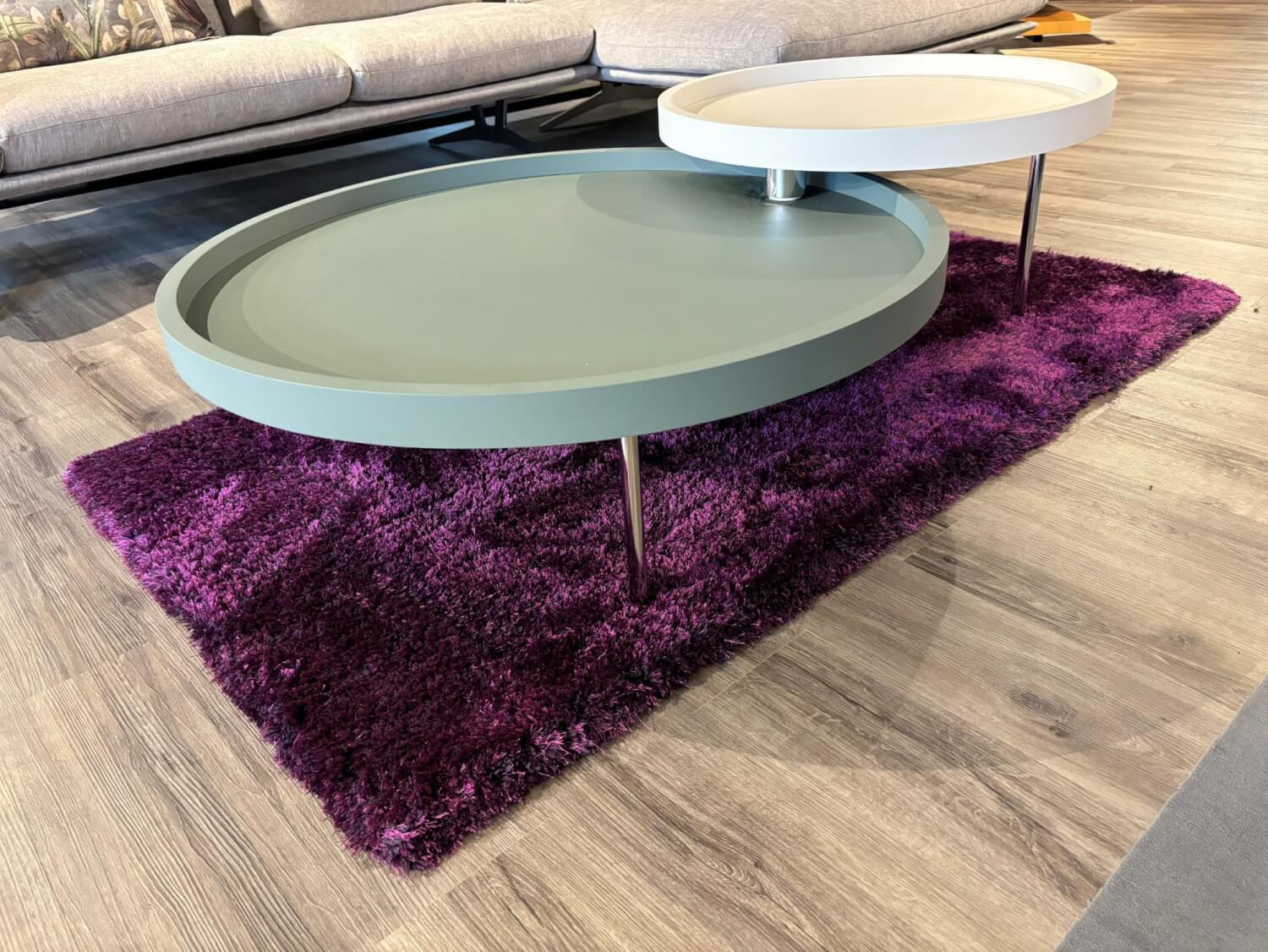 Ronald Schmitt Design - 2-Satztisch H 630 Luna Platten MDF Softlack Graugrün Und Creme Füße Hochglanz Verchromt - 3