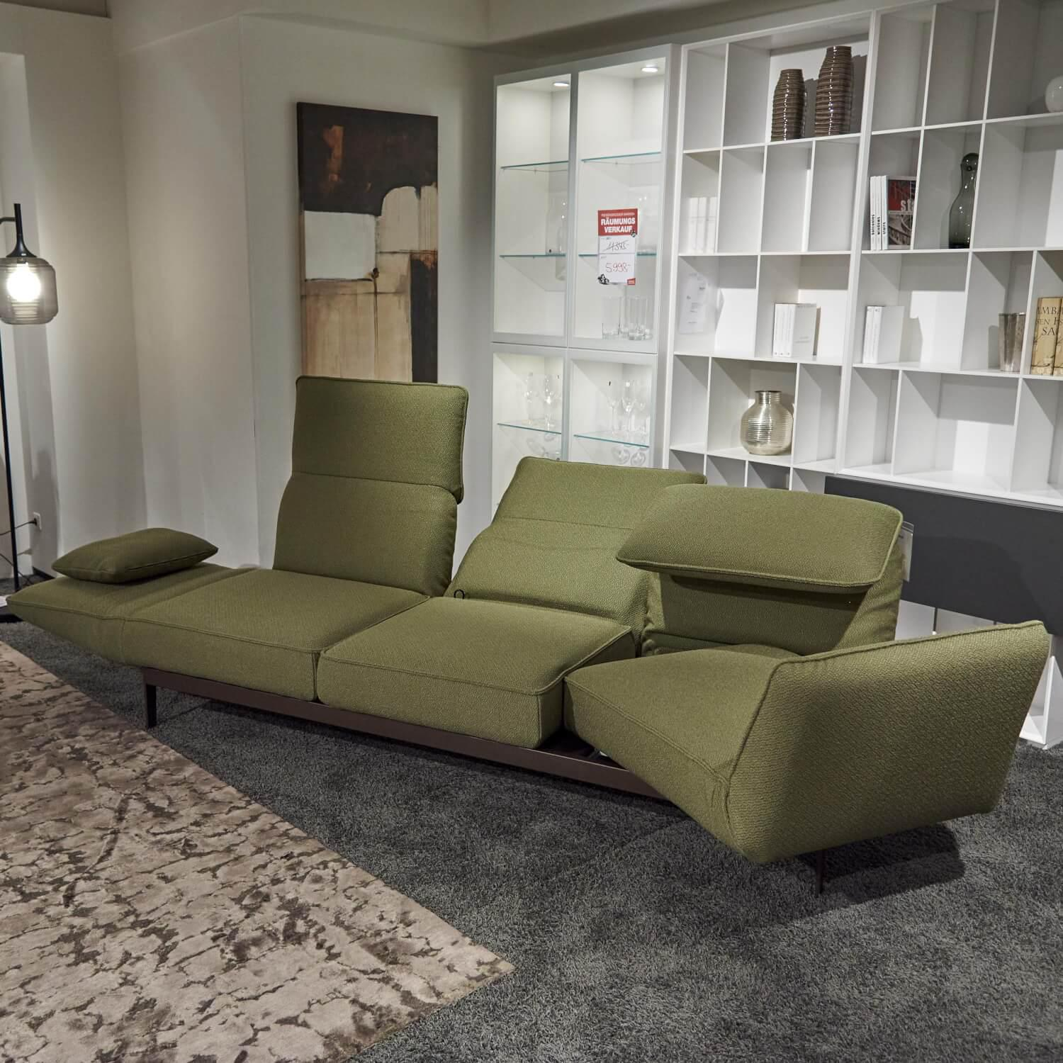 Rolf Benz - Sofa Mera Stoff 24.554 SchilfgrünGestell Stahl Feinstrukturiert Pulverbeschichtet mit Bank - 7