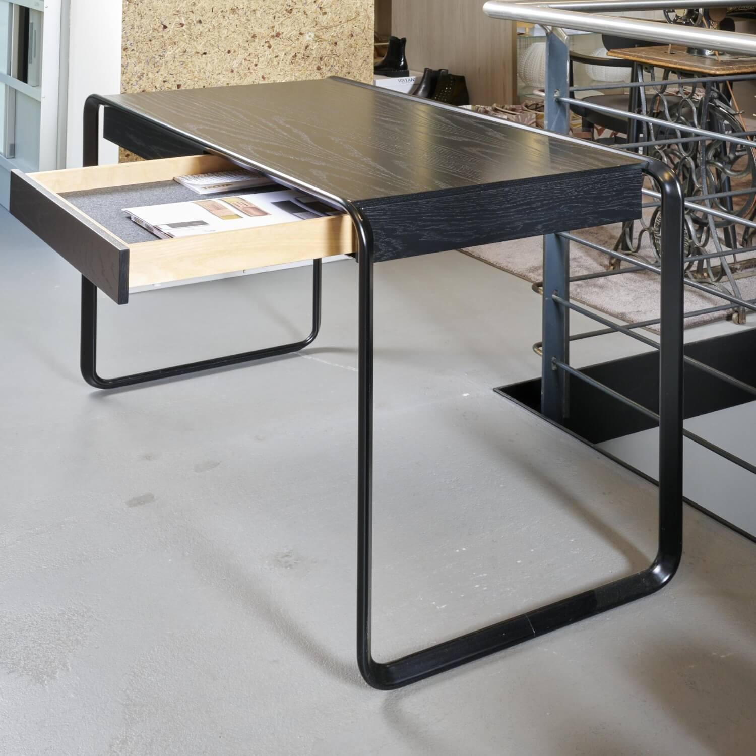Tecta - Schreibtisch Oblique Eiche Furniert Schwarz Mit 2 Schubladen - 6