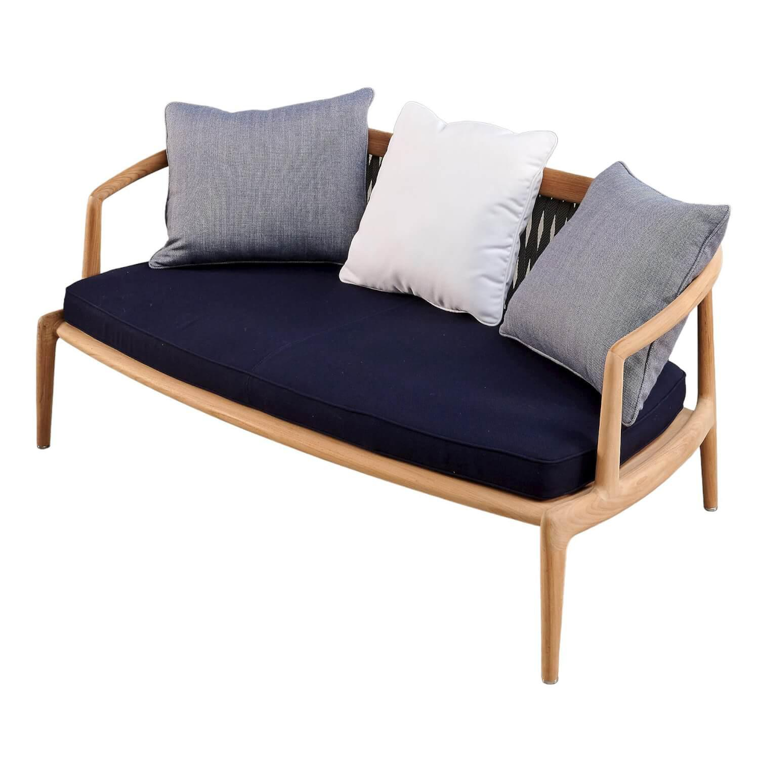 Sofa Outdoor 2-Sitzer Secret Garden Gestell Teakholz mit 1 Sitzkissen und 3 Rückenkissen
