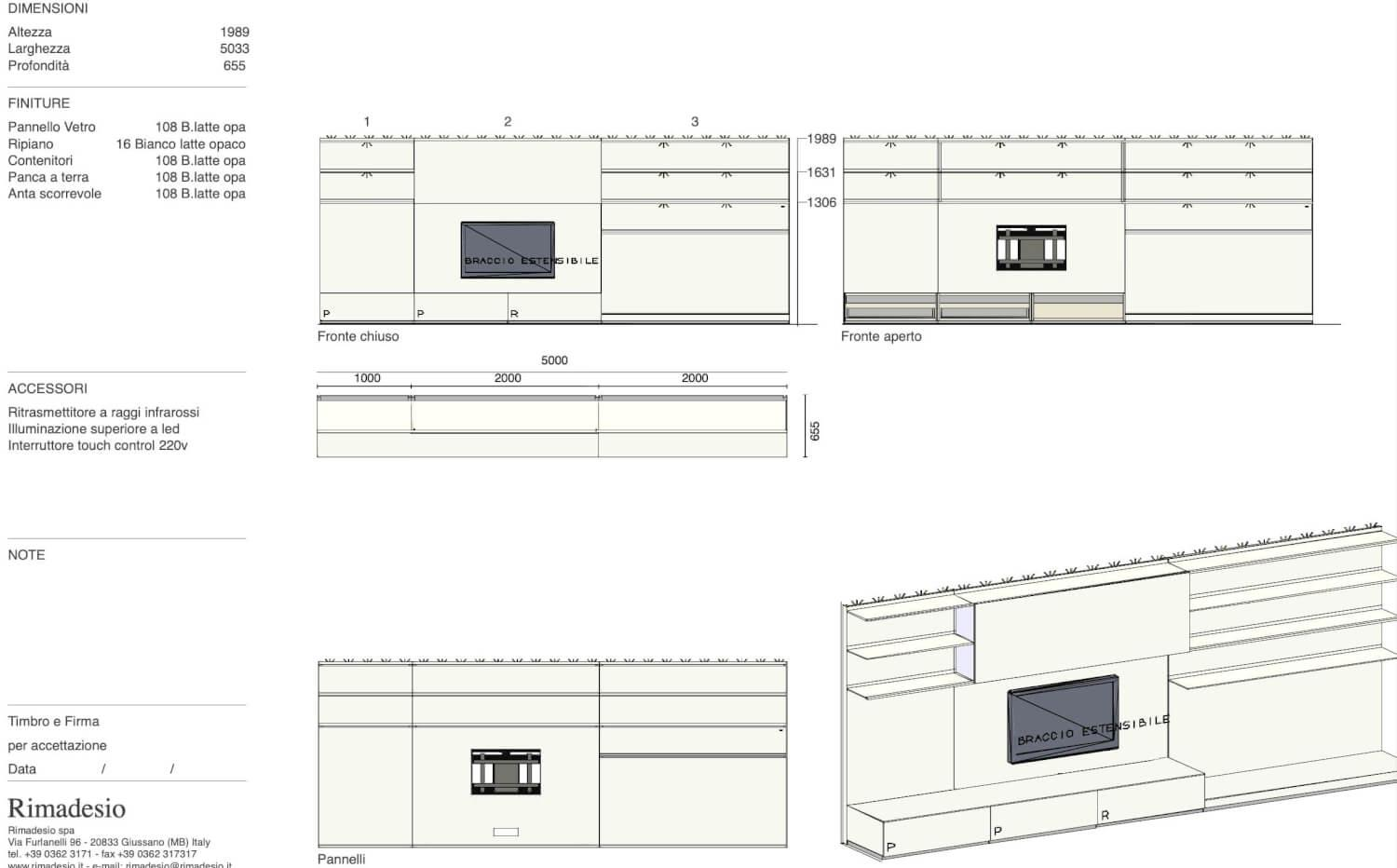Rimadesio - Wall unit lacquer Bianco Latte Opaco White Including lighting - 4