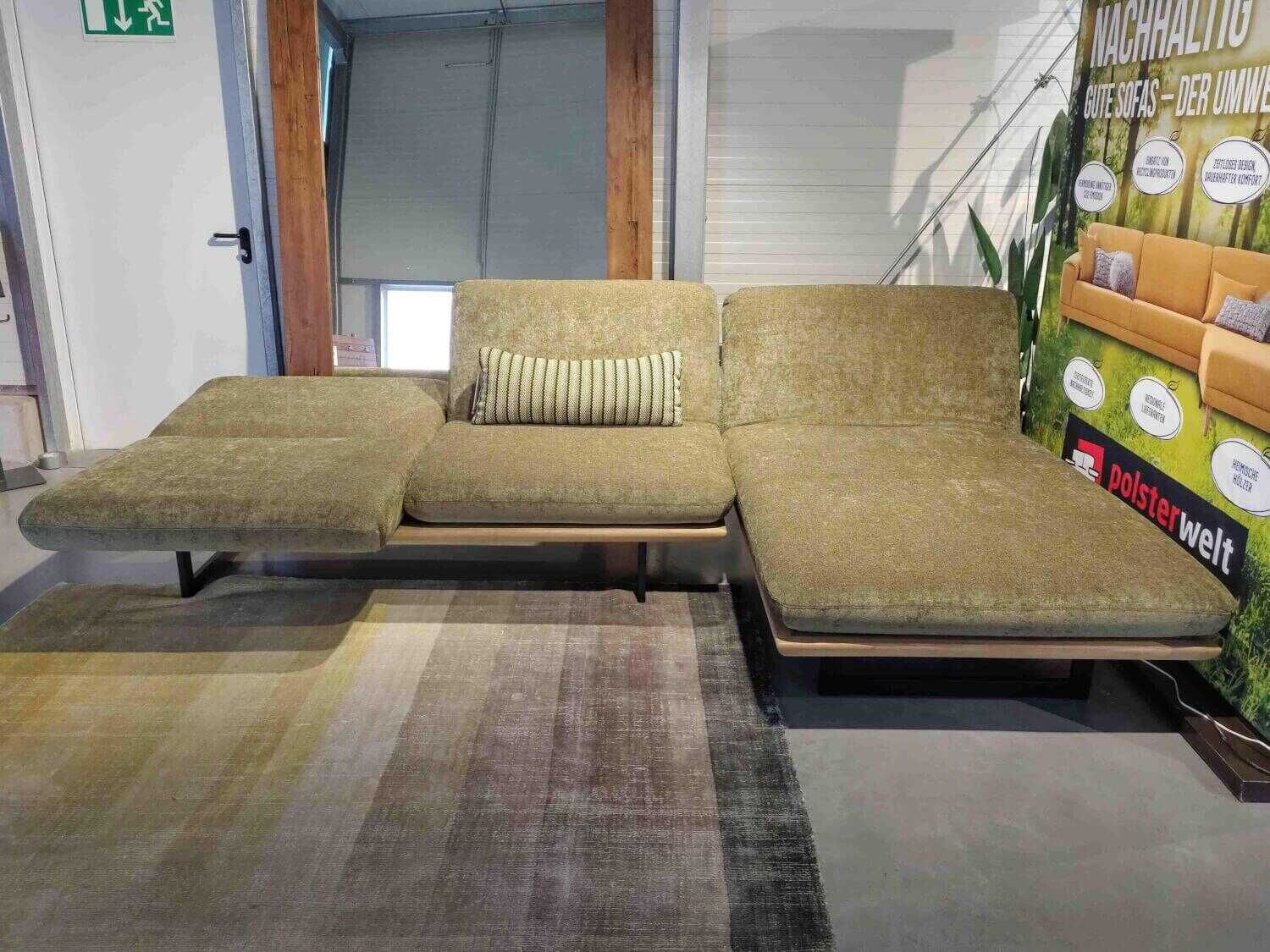 Restyl - Ecksofa Polly Stoff 2-6840 Grün mit 2 Nierenkissen - 12