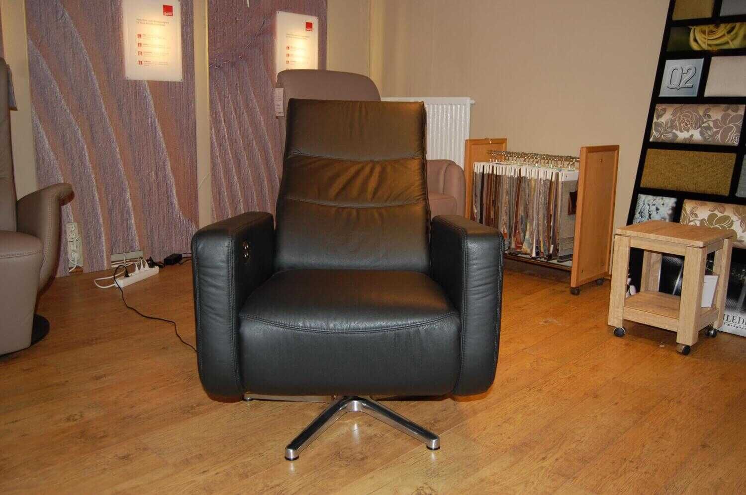 F+S Polstermöbel - Sessel Dreamline Leder 20 Meran Schwarz 2-Motorisch Akku - 5