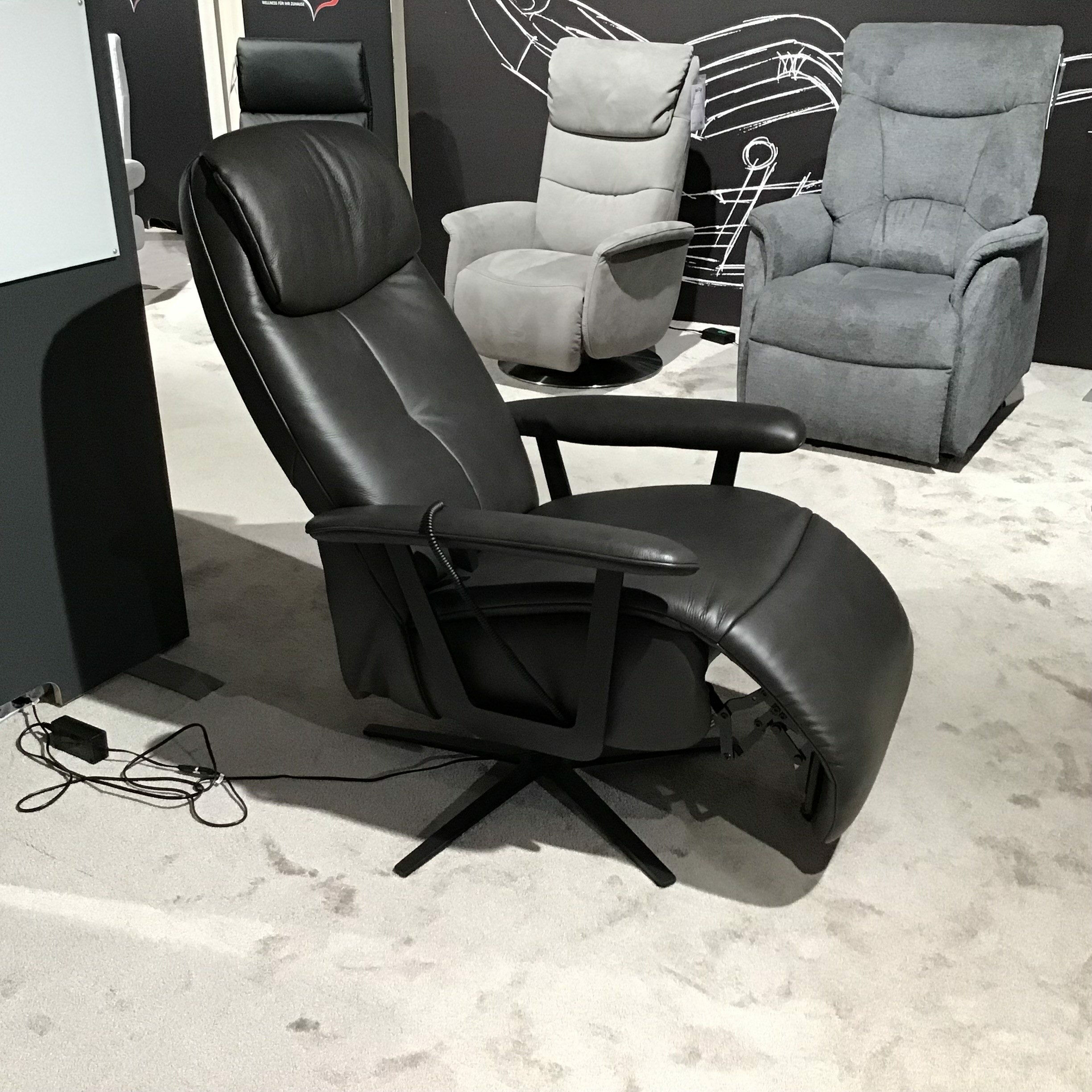 himolla - Sessel EM Duisburg XL Leder Mariposa Onyx Schwarz Sternfuß Metall Anthrazit Mit Motorischer Verstellung - 3