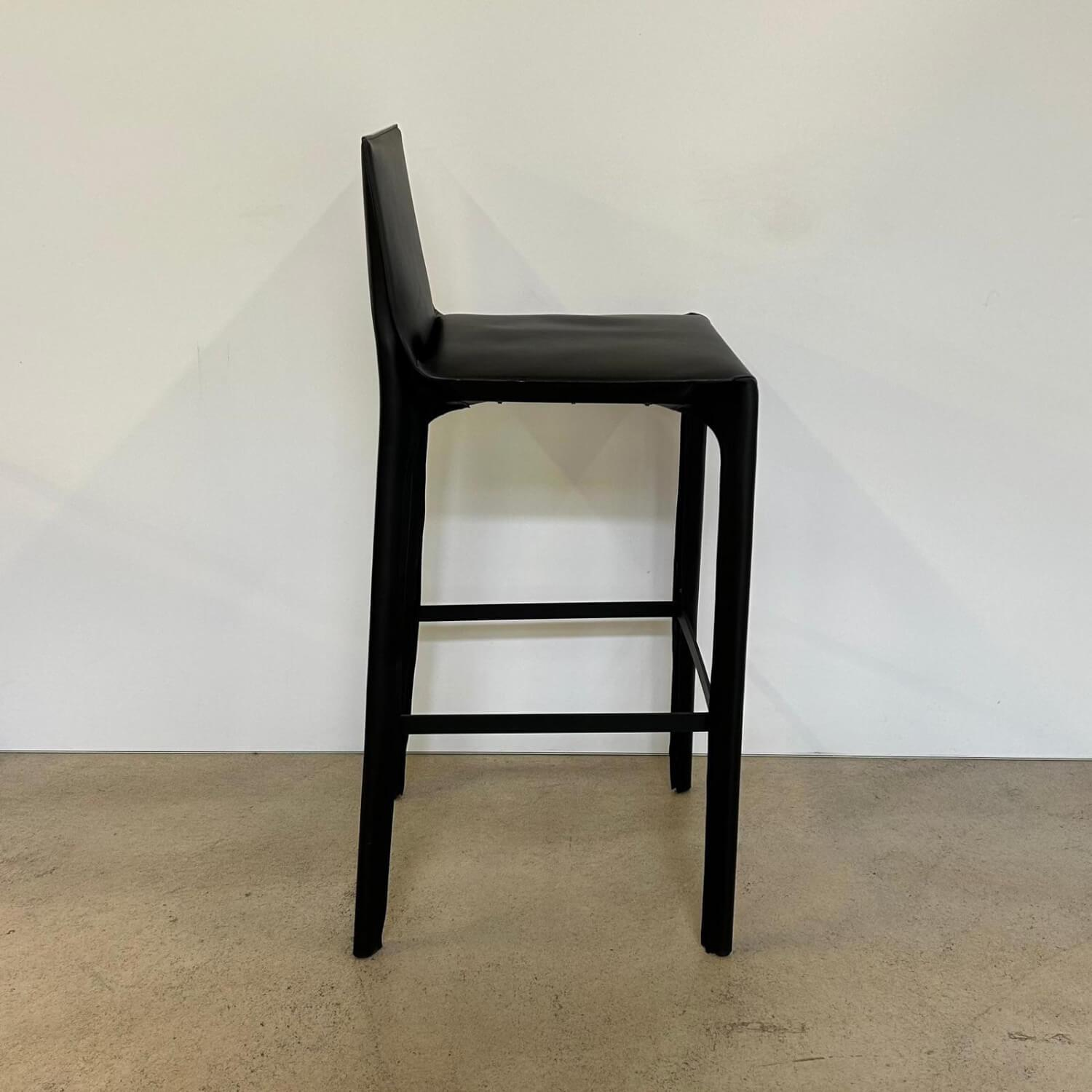 Walter Knoll - Barhocker Saddle Chair 1248 Leder Saddle Black Schwarz Fußstütze Stahl Schwarz Mit Kunststoffgleitern - 4