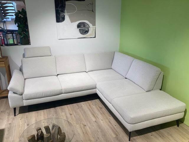 Natura - Ecksofa Houston Stoff 4 Carmen 01 Naturel Weiß Grau Gestell Metall Schwarz Pulverbeschichtet - 2