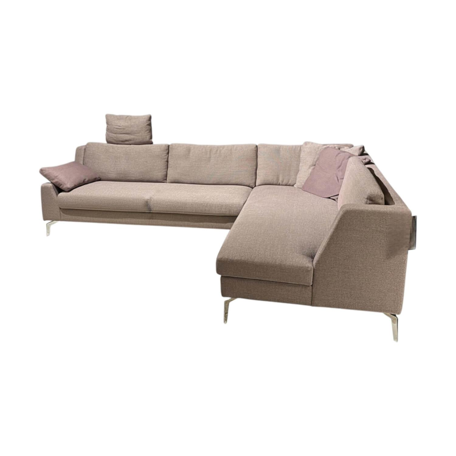 Werther - Ecksofa Skagen Stoff U 3255 K Tala Rosé Grau Rosa Gestell Chrom Glänzend Inklusive Kissen - 1