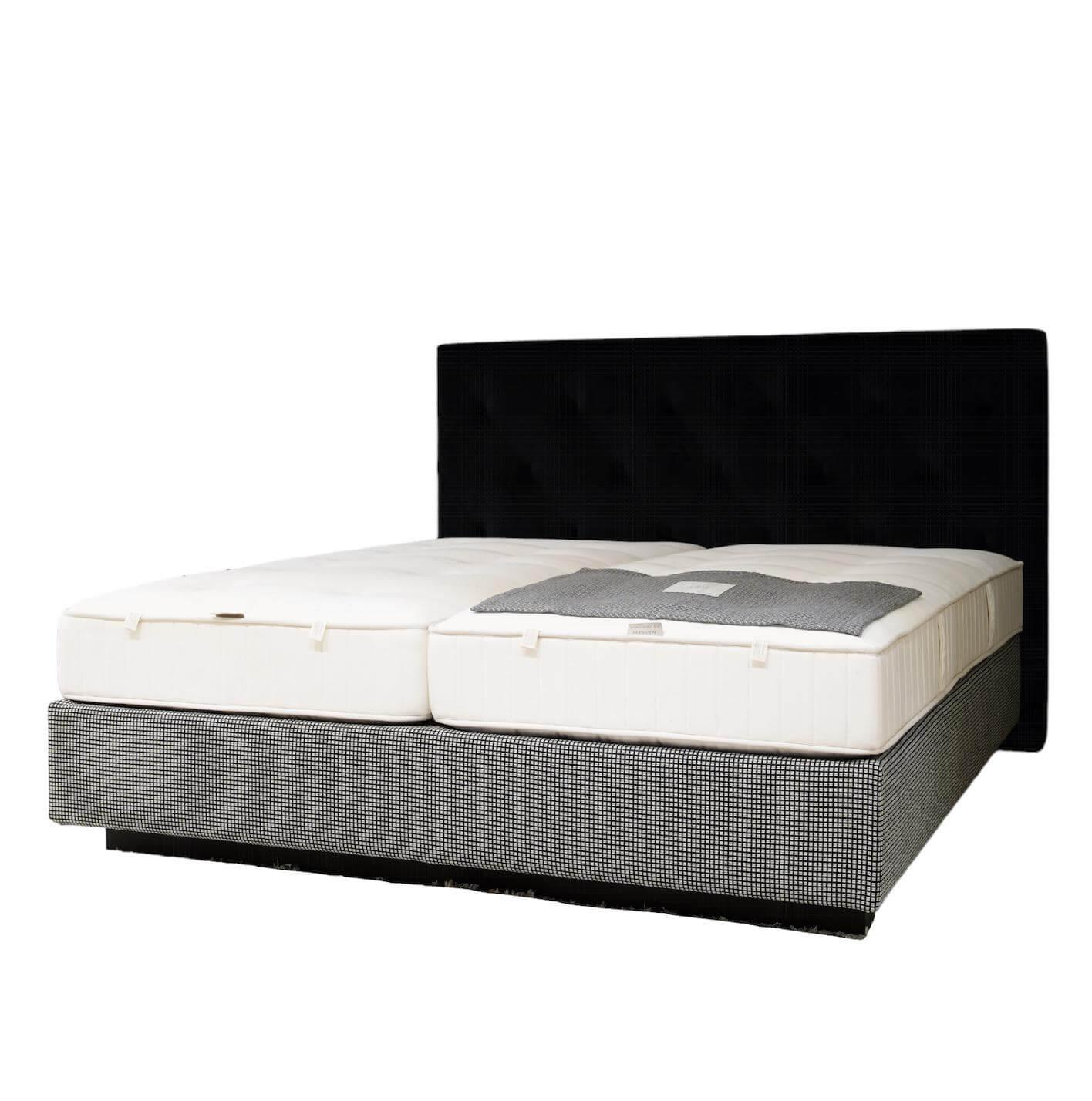 Schramm - Bett Basis BAS 25-0 Stoff Lara 2370 Noir Schwarz Kopfteil Festbezug Opal Plus K21  Inklusive Matratzen Und Lattenrost - 1