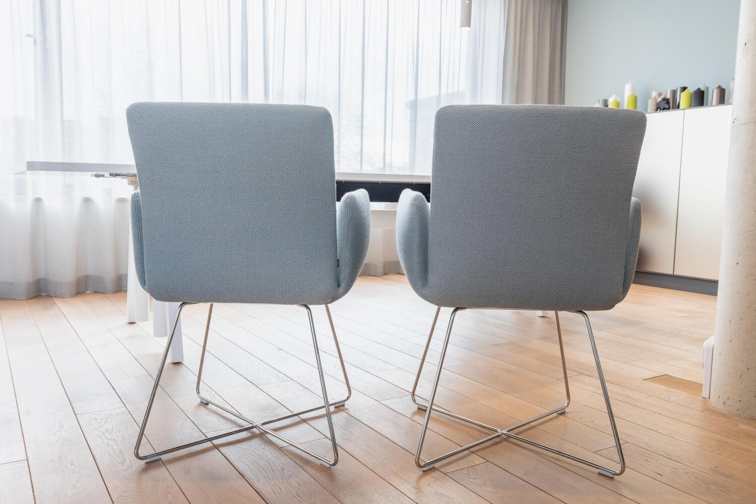 COR - Set of 2 chairs Jalis fabric Lake10079 gray chrome-plated frame - 3