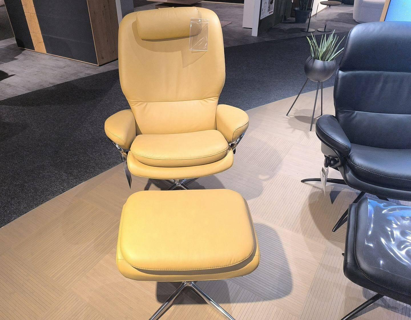 Stressless - Relaxsessel Rome Leder Paloma 39 Honey Gelb Beige Base 40 Cross Standard Gestell Aluminium Mit Hocker - 5