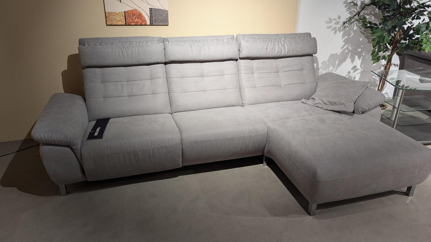 Carina - Sofa Amaro Stoff Free Silver Grau Fuß Chrom Glänzend Mit Relaxfunktion Motorisch Und Klappbaren Armlehnen - 6