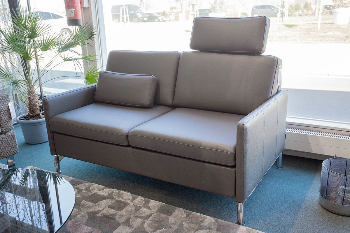 Brühl - Sofa Alba Leder Unit 5423-93 Grau Gestell Metall Verchromt - 2