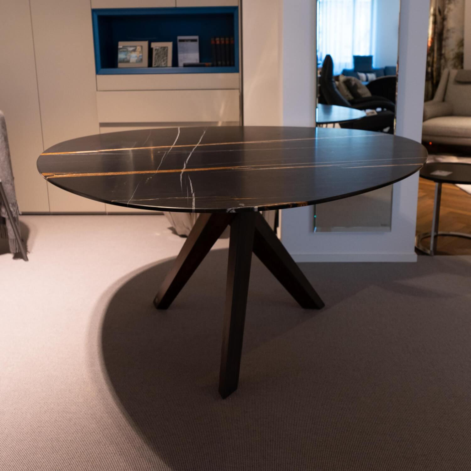 Draenert - Esstisch 1540 Trilope Wankelform Platt Stein Dolomite Gold Kat. 4b Füße Eiche Massiv - 2