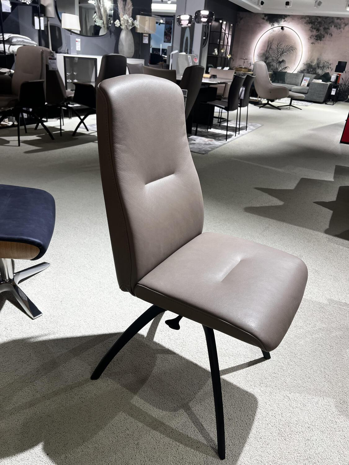 Conform - 6er Set Stuhl Freetime Leder Sorrento 2554 64 Taupe Beige Grau Drehgestell Aluminium Schwarz Lackiert - 12