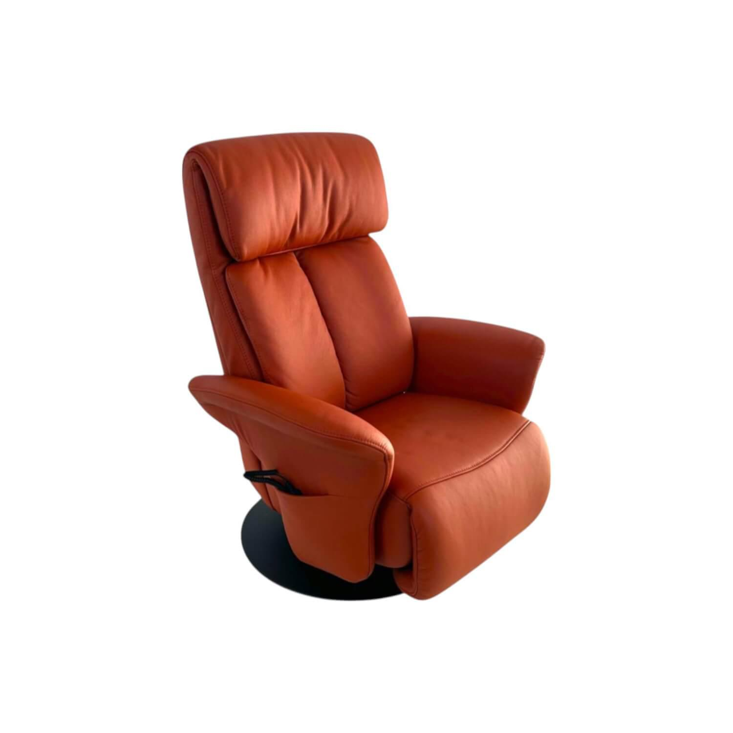 himolla - Relaxsessel 7627 Easy Swing Leder Longlife Soft Mandarine Rot Drehteller Anthrazit - 1