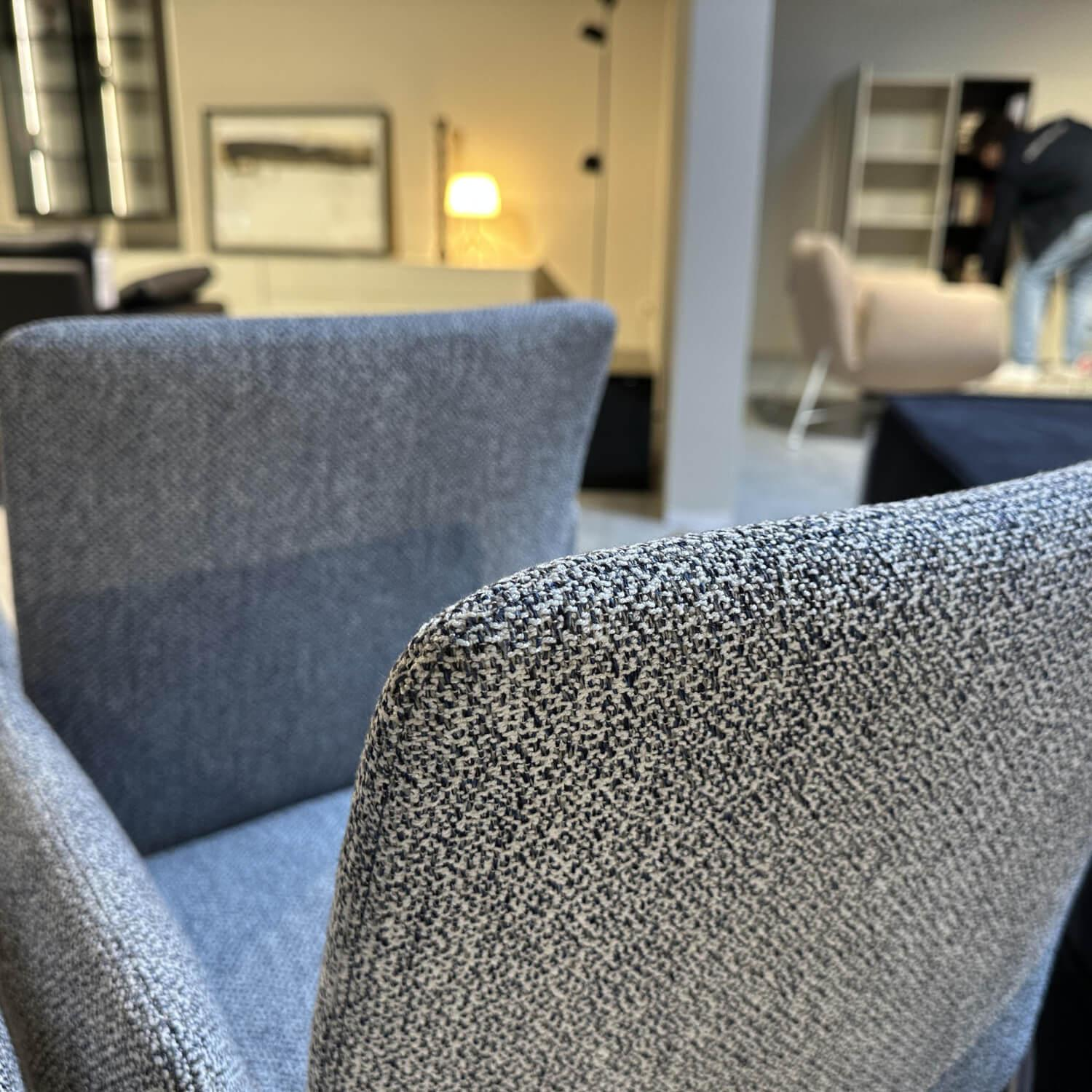 COR - 6er Set Armlehnstuhl Jalis 100541 Stoff 5012 Blau Ecru Drahtgestell Verchromt Mit Kunststoffgleitern - 3