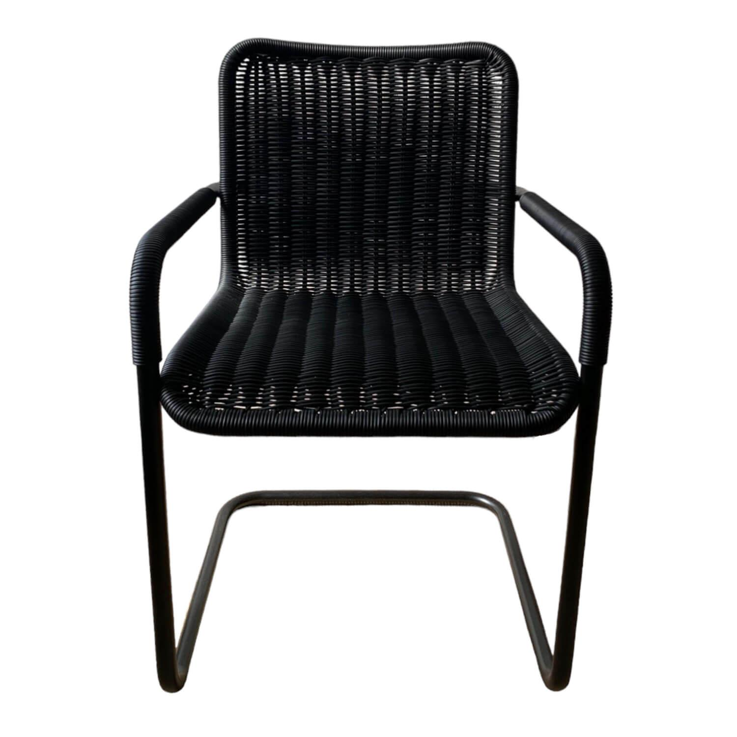 Tecta - Freischwinger Armlehnstuhl D41 Schwarz Stahlgestell Pulverbeschichtet - 1